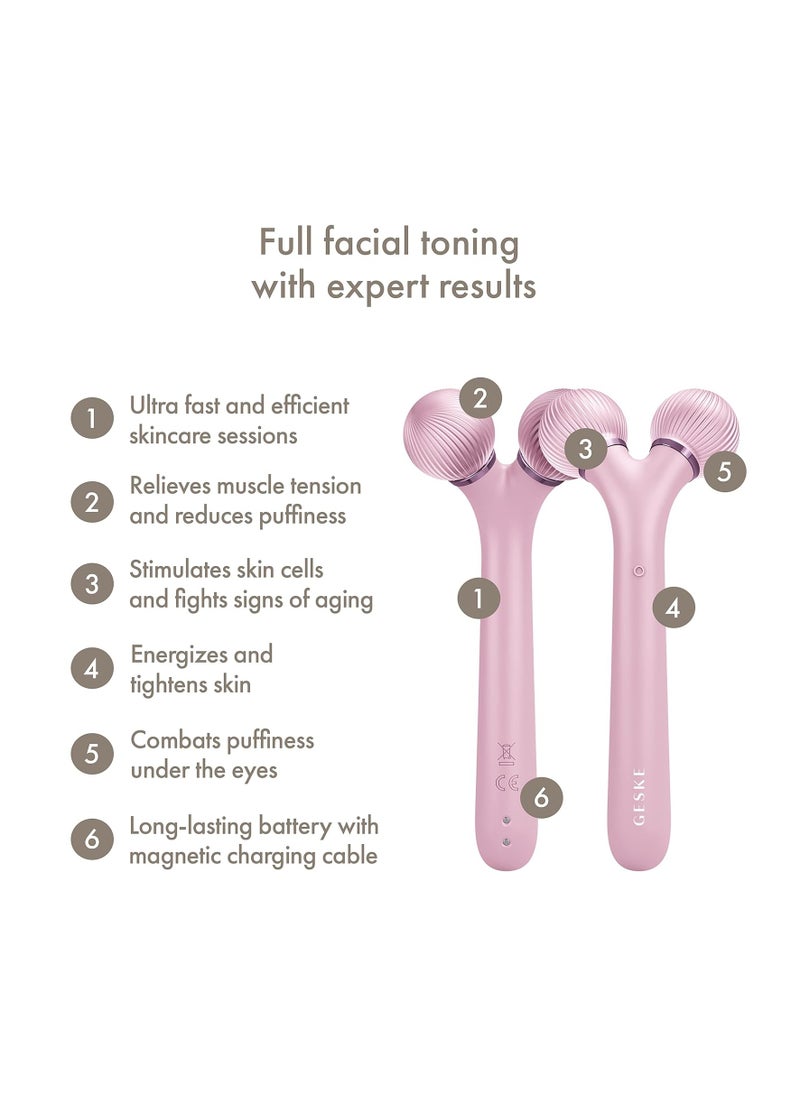 GESKE - SmartAppGuided Sonic Facial Roller | 4 in 1 | Dermaroller | Device for Face | Dermaroll | Professional Face Roller | Tightens and Defines the Skin on the Face, Pink - Image 1