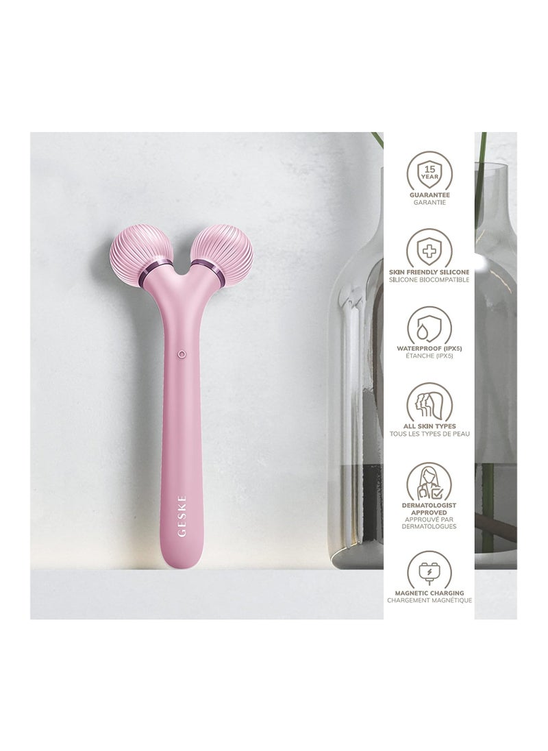 GESKE - SmartAppGuided Sonic Facial Roller | 4 in 1 | Dermaroller | Device for Face | Dermaroll | Professional Face Roller | Tightens and Defines the Skin on the Face, Pink - Image 1