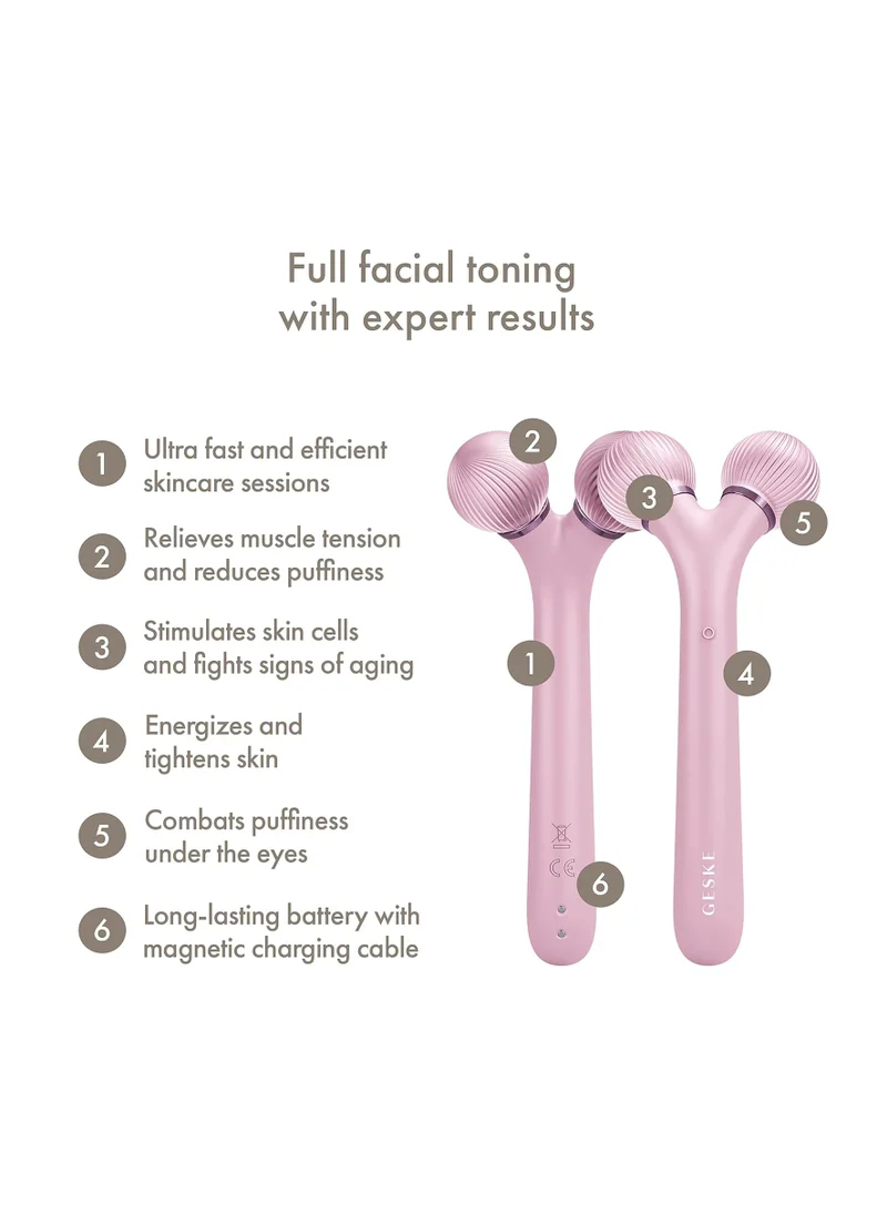 جيسكي SmartAppGuided Sonic Facial Roller | 4 in 1 | Dermaroller | Device for Face | Dermaroll | Professional Face Roller | Tightens and Defines the Skin on the Face, Pink