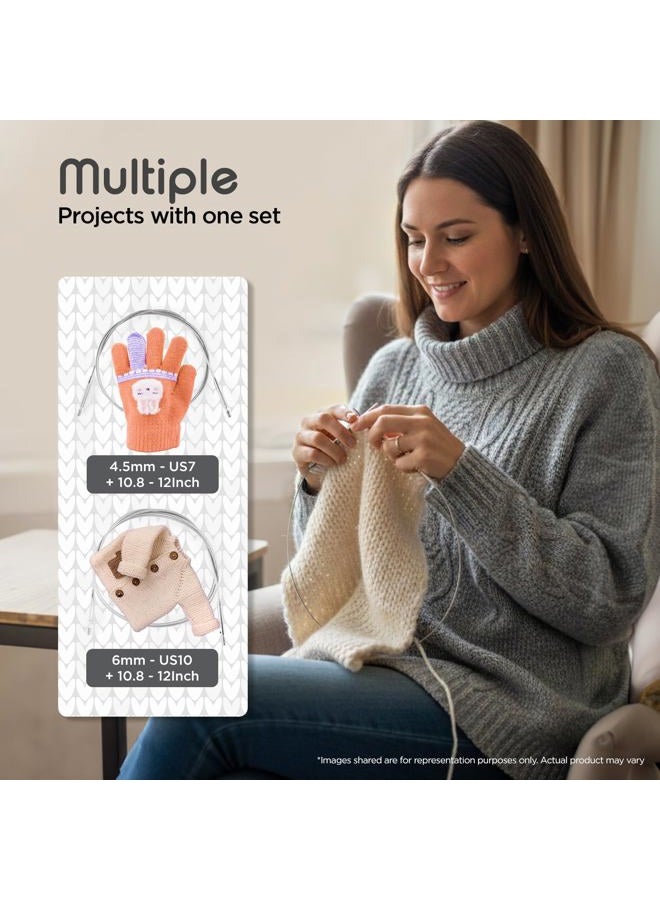 KnitPro مجموعة إبر ستيلو ميني القابلة للتبديل 2" (5 سم) | 8 مقاسات أمريكية (2.5 إلى 10) - Image 5