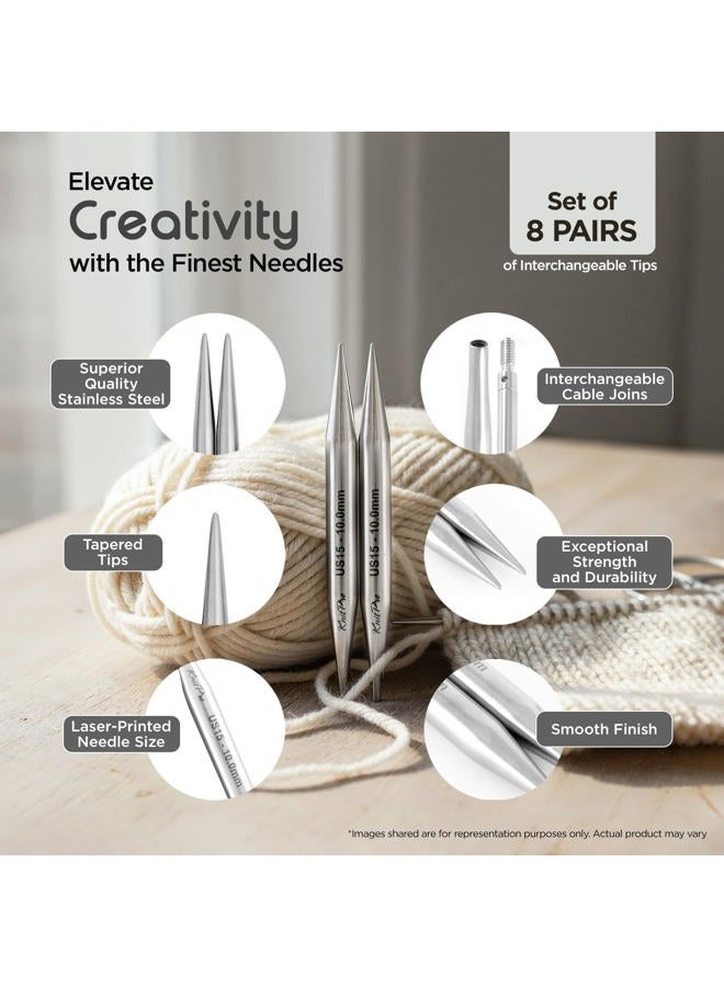 KnitPro مجموعة إبر ستيلو ميني القابلة للتبديل 2" (5 سم) | 8 مقاسات أمريكية (2.5 إلى 10) - Image 3