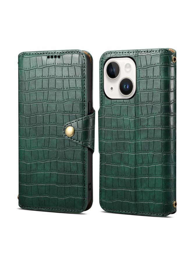 Case For iPhone 14 Crocodile Texture Oil Edge Leather Phone Case