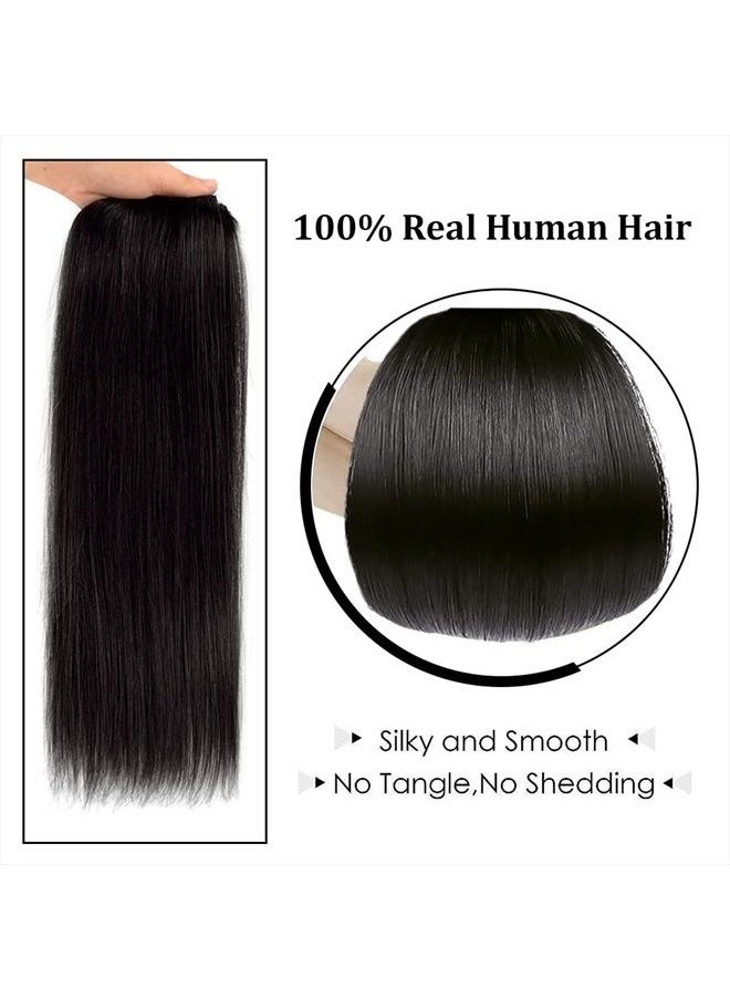 Winsky - 16" Clip in Hair Extensions Remy Human Hair for Women - Silky Straight Natural Black Clip on Real Hair Extensions 55grams 4pieces(16inches, 1B) - Image 1