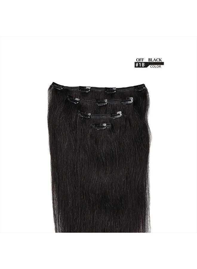 Winsky - 16" Clip in Hair Extensions Remy Human Hair for Women - Silky Straight Natural Black Clip on Real Hair Extensions 55grams 4pieces(16inches, 1B) - Image 1