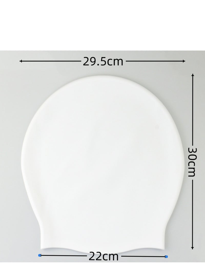 Cuken Oversize Swimming Cap Large Long Hair Swim Cap with Extra Room for Women Long Thick Hair, Adult Waterproof Swim Hats Bathing Caps to Keep Hair Dry White 30*29.5*22CM  - Image 2