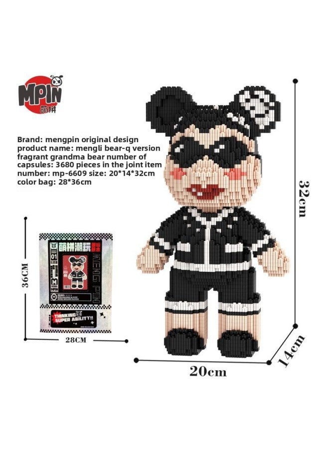 Meng Tide Play 32cm Meng Li Bear Tiny Particle Building Blocks Assembled Educational Toys Boys And Girls Brain Gift-Color:M6609-opp Fragrant Grandma Bear - Image 1