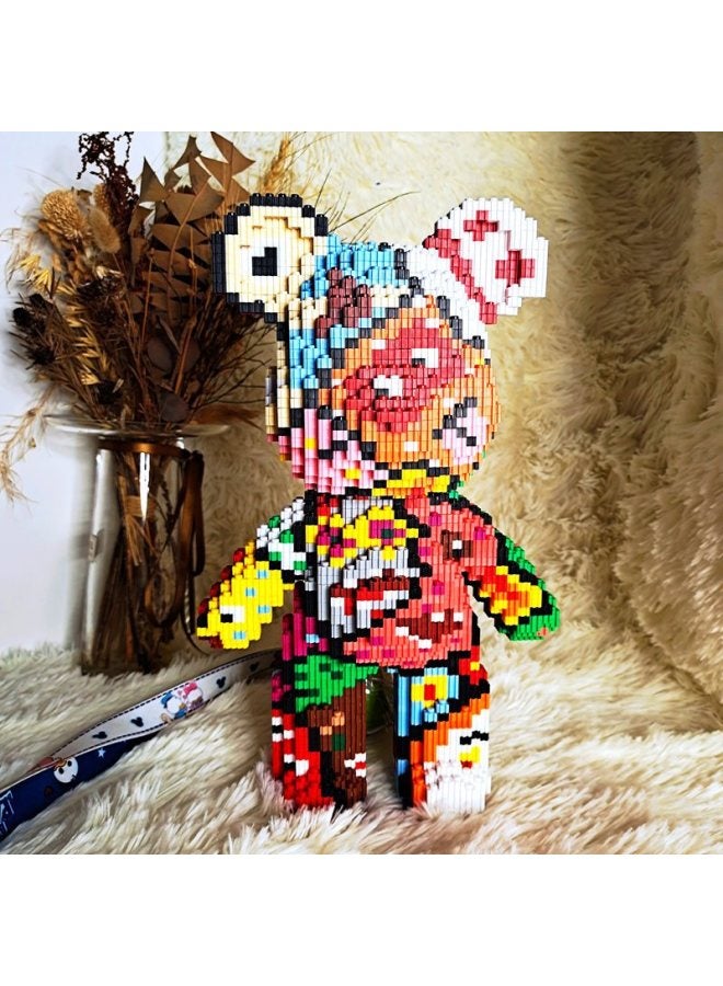 Meng Tide Play 32cm Meng Li Bear Tiny Particle Building Blocks Assembled Educational Toys Boys And Girls Brain Gift-Color:M6609-opp Fragrant Grandma Bear - Image 2