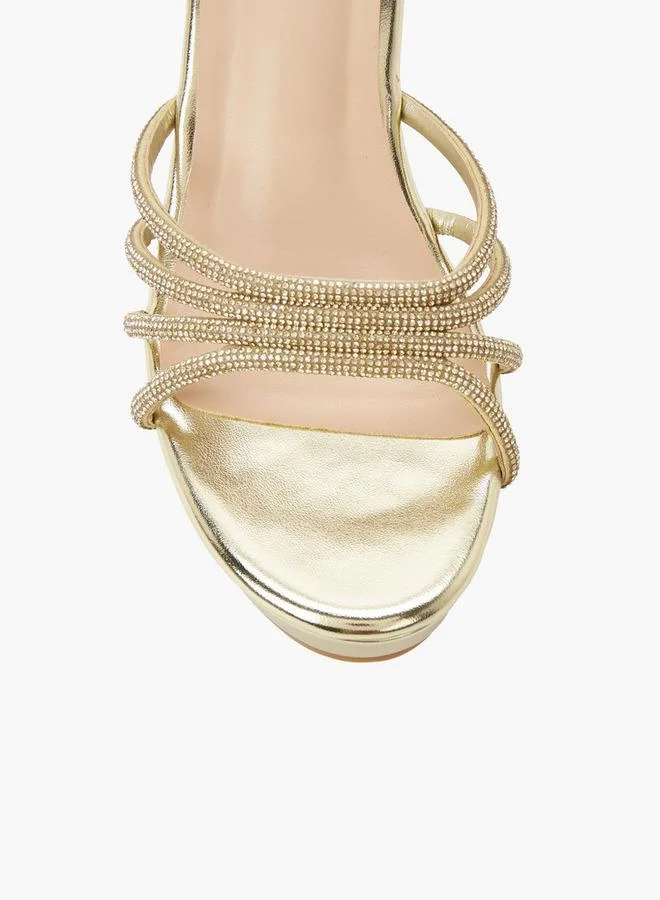 Surestep GOLD Women Metallic Wedge Heel Sandals With Embellished Straps for Women | Best Price UAE