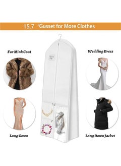 HOOKOR Durku 71 Wedding Dress Garment Bag Dress Bags for Gowns Bridal Dress with 3 Accessory Pockets and a tote bag for Puffy Bridal Gowns Cover, Travel Hanging Clothes or Storage Preservation，White  - Image 3