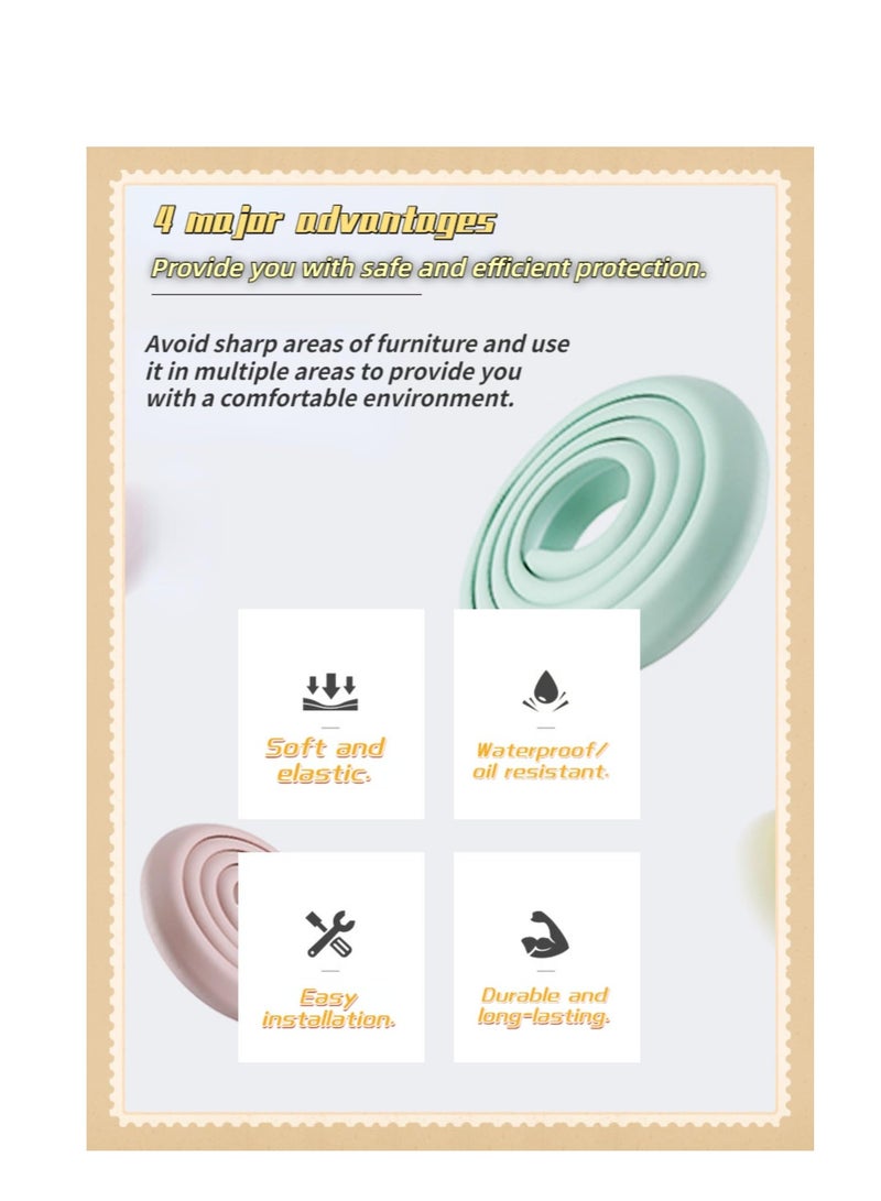 KASTWAVE حامي زوايا وحواف الطاولة ضد التصادم، عبوة 2 حامي حواف ضد التصادم للأطفال، وسادات سلم السرير شريط ضد التصادم، شريط حماية ضد التصادم سميك وعريض، بيج - Image 4