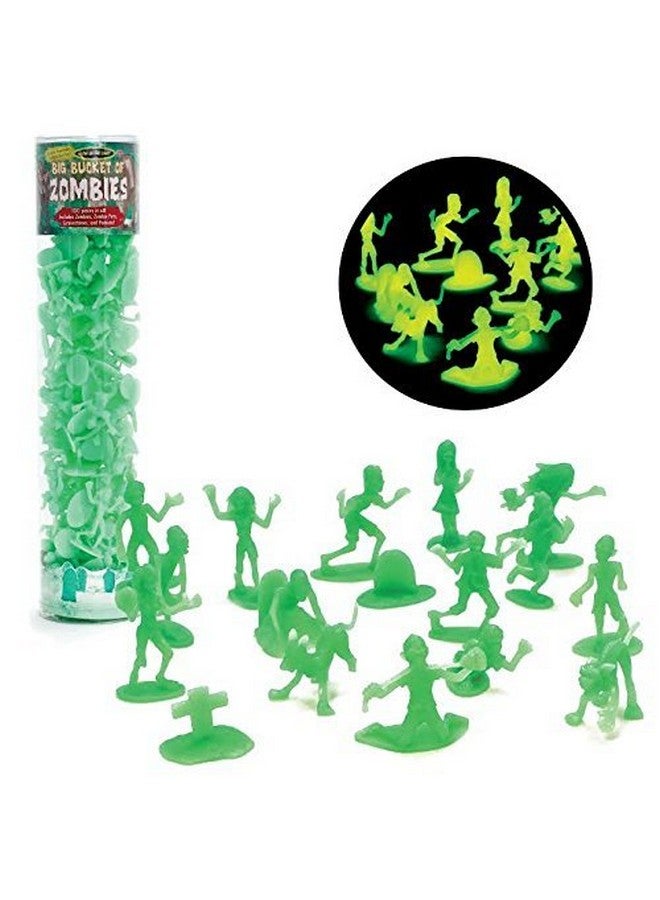 SCS Direct Zombie Action Figures - 100 Glow in The Dark Figurines with 14 Unique Sculpts - Includes Zombies, Pets, Gravestones, and Humans - Encourages Imaginative Play, Great Party Favor or Gift for Kids - Image 1