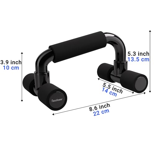 Readaeer Push Up Bars Gym Exercise Equipment Fitness 1 Pair Pushup Handles with Cushioned Foam Grip and Non-Slip Sturdy Structure Push Up Bars for Men & Women (Black) - Image 5