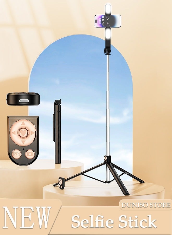 DUNISO Selfie Stick, All-in-1 Extendable Cell Phone Tripod Stand,Rotate Phone Tripod with Bluetooth Remote Shutter and Fill Light,Group Selfies/Live Streaming/Video Recording Compatible with All Phones - Image 1