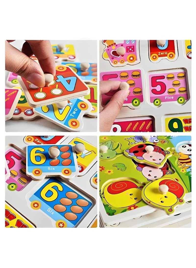 Pairing Maze & Assemble Wooden Puzzles for Toddlers, Jigsaw Shape Matching, Teacher Parents Early Learning Support Tools, Montessori Motor Skill Development Toys (Farm Animals Pattern) - Image 3
