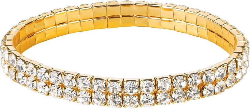 Zealmer Sparkle Multicolor Rhinestone Stackable Stretch Bracelets for Women - Image 1