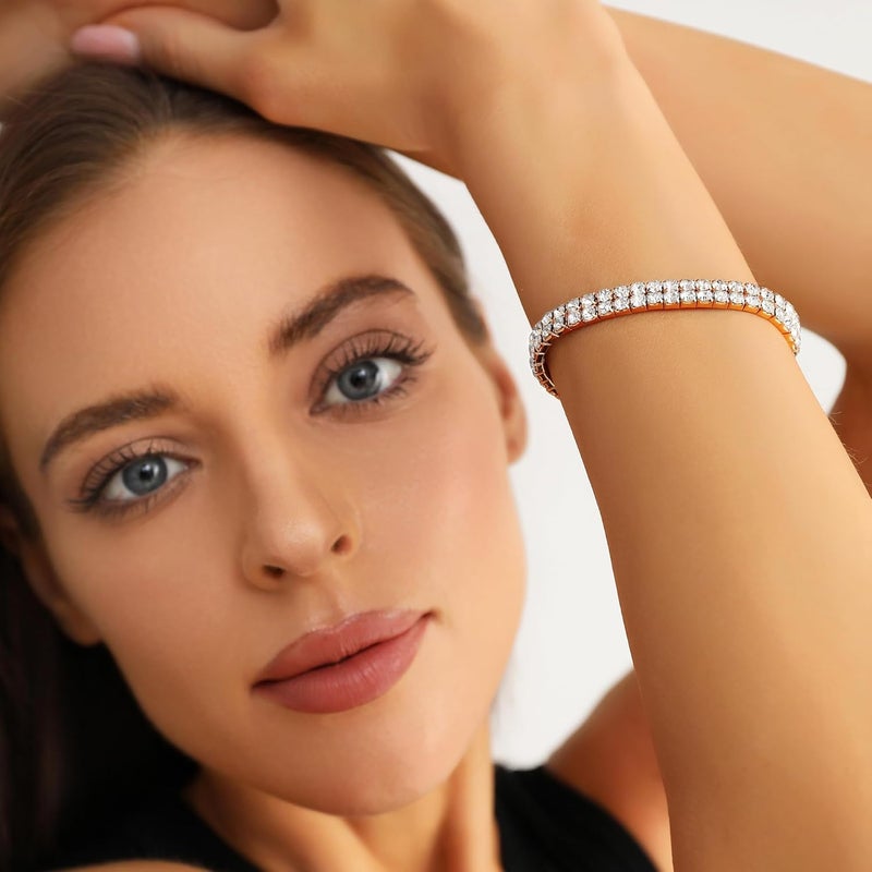 Zealmer Sparkle Multicolor Rhinestone Stackable Stretch Bracelets for Women - Image 3