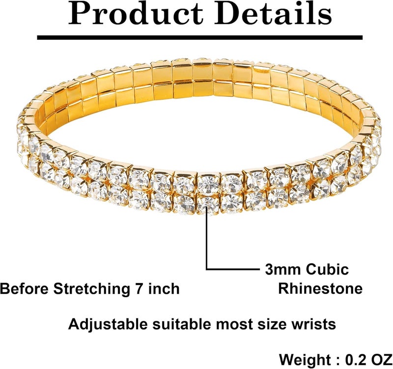 Zealmer Sparkle Multicolor Rhinestone Stackable Stretch Bracelets for Women - Image 2