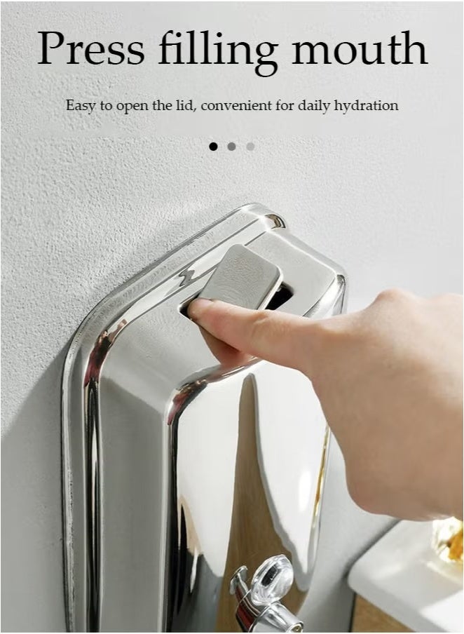 ال سي موزع صابون من الفولاذ المقاوم للصدأ، سعة 0.5 لتر، معقم يدوي مثبت على الحائط، مقاوم للماء، حاوية موزع صابون من النوع المضغوط - Image 3