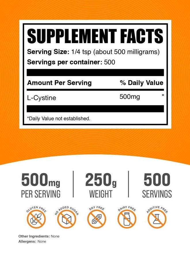 BulkSupplements .com L-Cystine Powder - Lung Support - NAC Supplement - NAD Supplement - Sulfur Powder For Skin - NAC Powder - NAC Supplements - Better Lungs (250 Grams - 8.8 oz) - Image 2