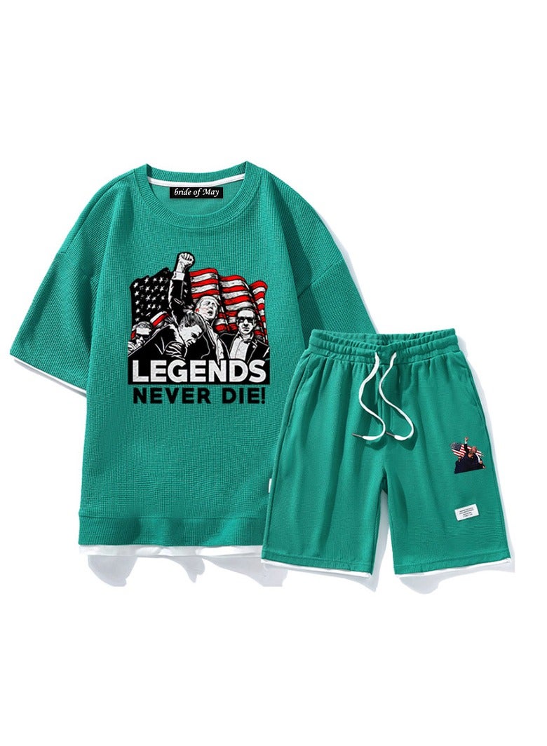 KUYING New Trump Print Short Sleeved Shorts Set - Image 1