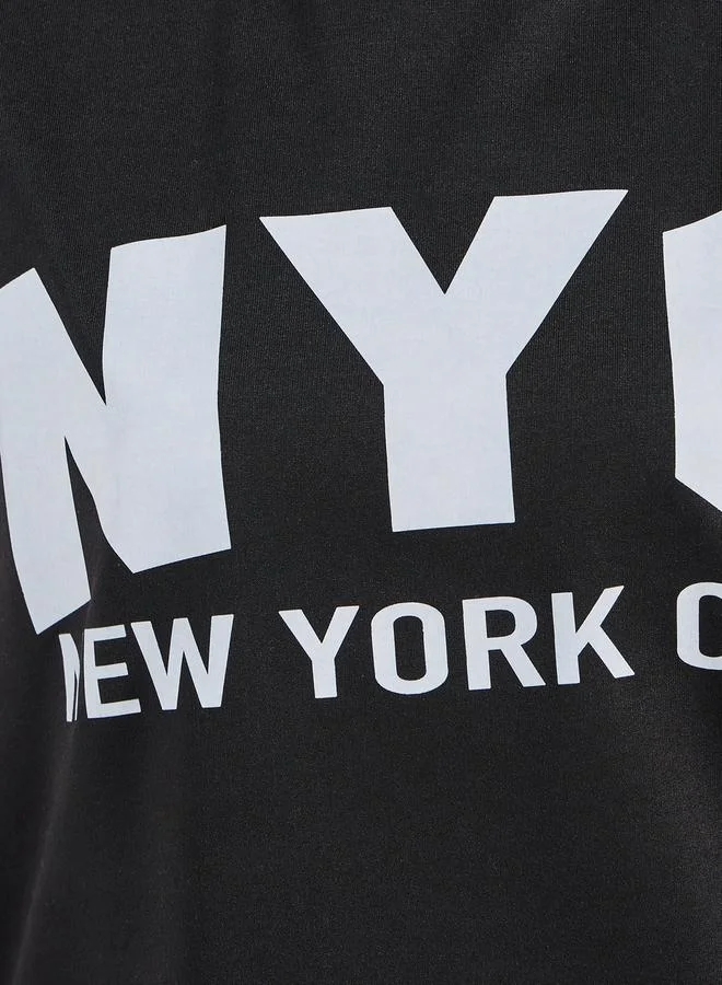 Styli NYC Slogan Longline T-Shirt & Leggings Set