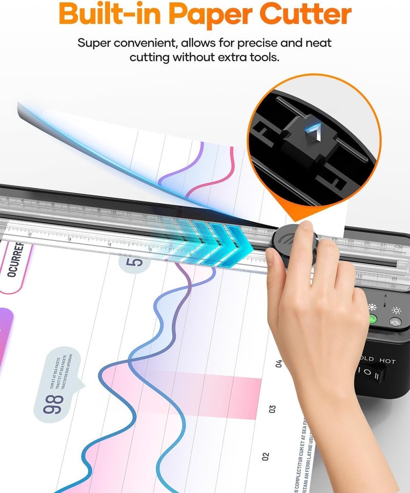 kejector Laminator Machine with 20 A4 Laminating Pouches, Thermal and Cold Lamination Built in Cutter Quick Warm Up,9 Inch Portable Laminating Machine for Home Office School Use - Image 4