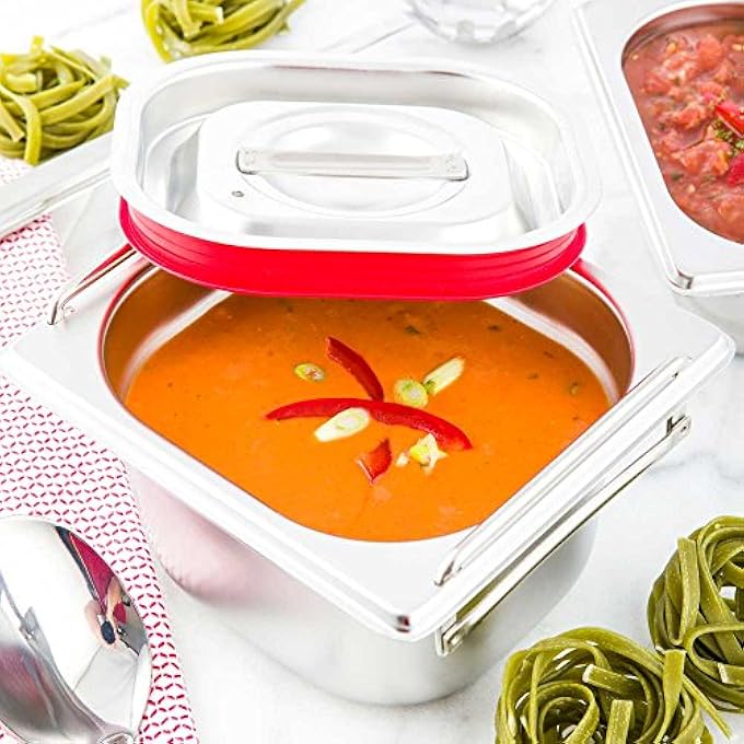 ريستورنت وير غطاء فقط Met Lux One Sixth Steam Table Pan Lid 1 Travel Hotel Pan Lid مدمج مانع للتسرب من السيليكون غطاء طاولة بخار من الفولاذ المقاوم للصدأ Pan يباع بشكل منفصل - Image 3