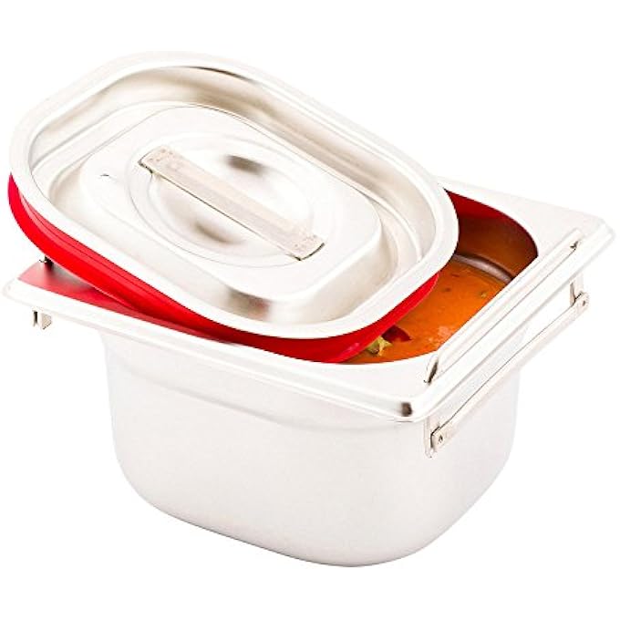 ريستورنت وير غطاء فقط Met Lux One Sixth Steam Table Pan Lid 1 Travel Hotel Pan Lid مدمج مانع للتسرب من السيليكون غطاء طاولة بخار من الفولاذ المقاوم للصدأ Pan يباع بشكل منفصل - Image 1