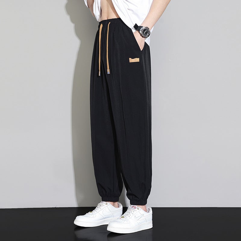 Casual Pants Boys Simple Straight Loose Ice Silk Pants Men'S Wide Leg Pants Sports Men'S Wear - Image 1