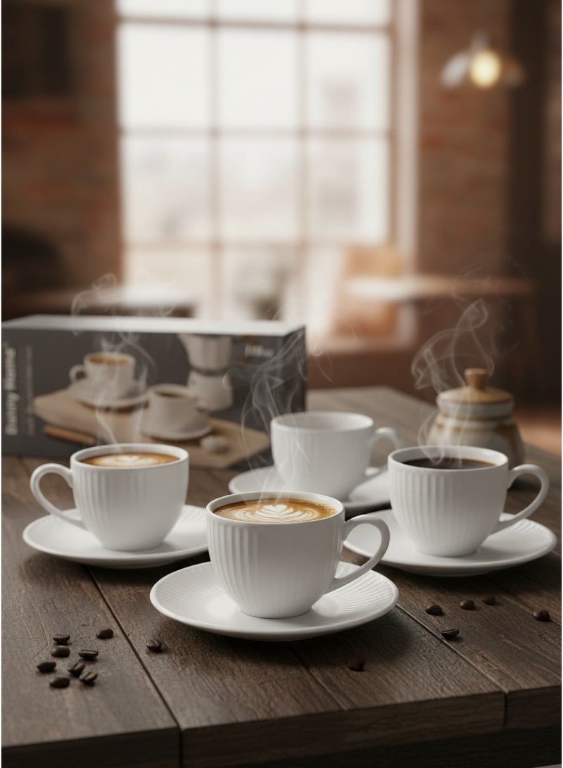 داني هوم طقم فناجين قهوة من البورسلين الأبيض، 12 قطعة، سعة 110 مل - Image 4