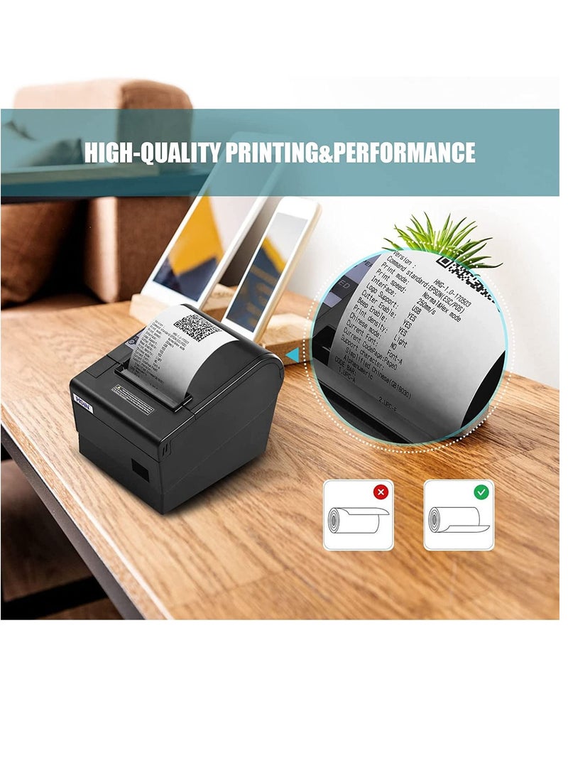 AROAQ Receipt Printer, 80mm Thermal Receipt Printer with Auto Cutter USB Ethernet Interface Receipt Receipt Printing Compatible with ESC/POS Print Commands for Supermarket Stores - Image 5