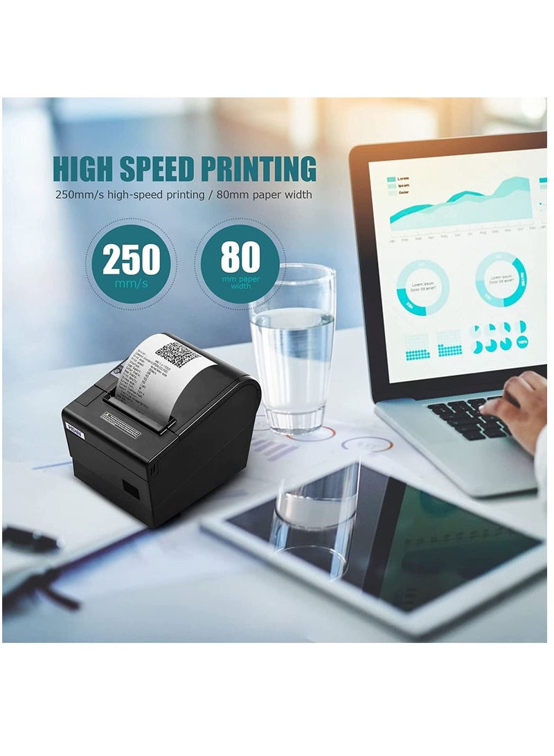 AROAQ Receipt Printer, 80mm Thermal Receipt Printer with Auto Cutter USB Ethernet Interface Receipt Receipt Printing Compatible with ESC/POS Print Commands for Supermarket Stores - Image 4