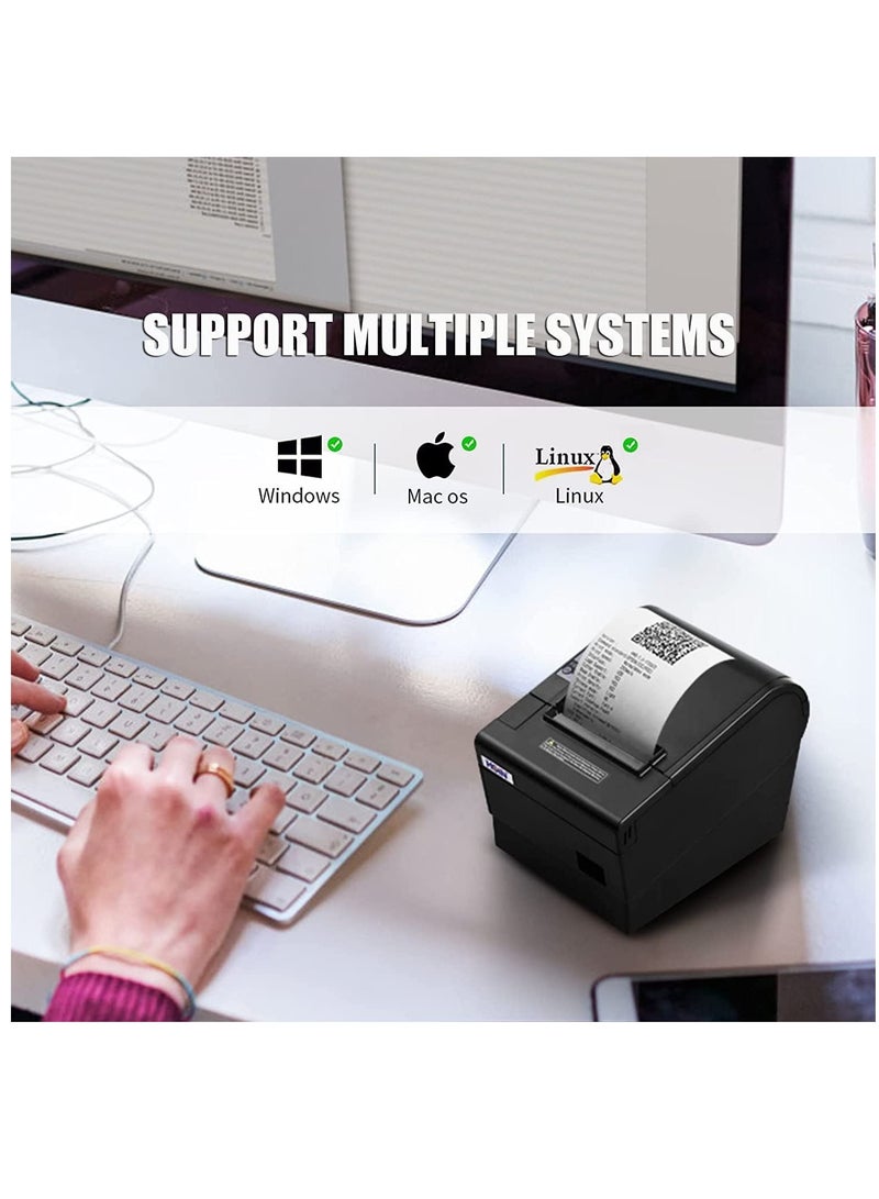 AROAQ Receipt Printer, 80mm Thermal Receipt Printer with Auto Cutter USB Ethernet Interface Receipt Receipt Printing Compatible with ESC/POS Print Commands for Supermarket Stores - Image 3