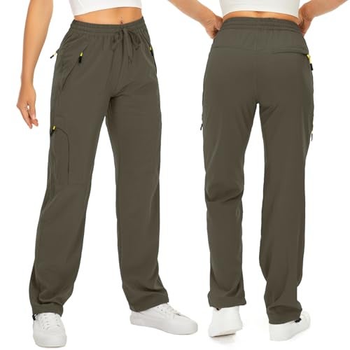 Toomett Womens Hiking Cargo Pants Quick Dry UPF50 Outdoor Pants for Women Fishing Safari Travel Pants with Pockets6608 Light Brown2XL - Image 3