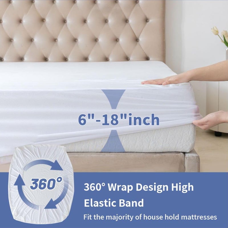 Flippeddream 100% Waterproof Mattress Protector  Mattress Cover  Smooth Top Mattress Protector for Kids  Breathable Skin Friendly and Noiseless Fitted Sheet  King Size  Polyester - Image 4