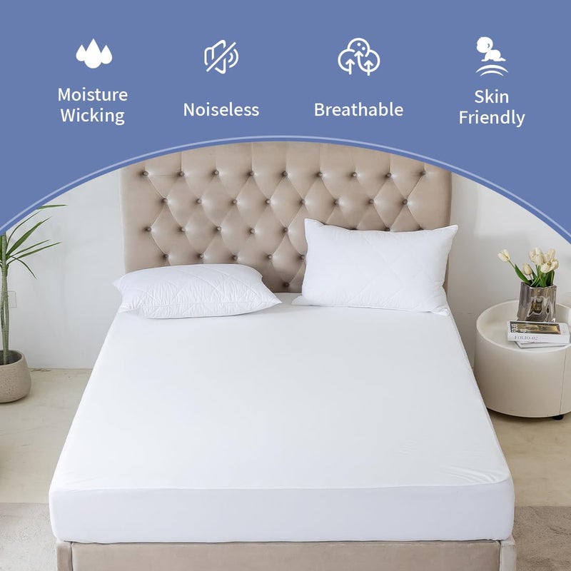 Flippeddream 100% Waterproof Mattress Protector  Mattress Cover  Smooth Top Mattress Protector for Kids  Breathable Skin Friendly and Noiseless Fitted Sheet  King Size  Polyester - Image 5