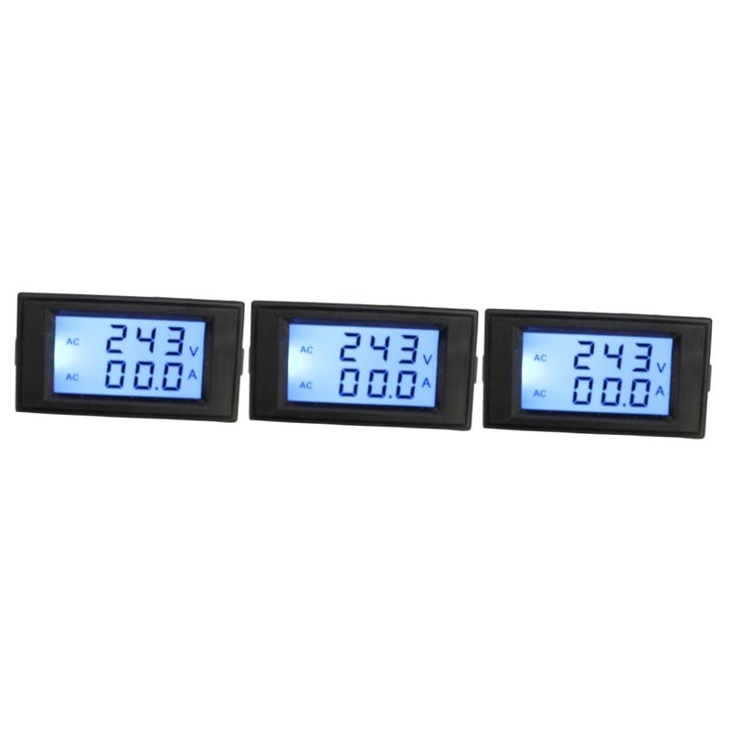 Digital Voltage Current Meter 3pcs Black Multifunctional LCD Display Easy Connect Read - Image 1
