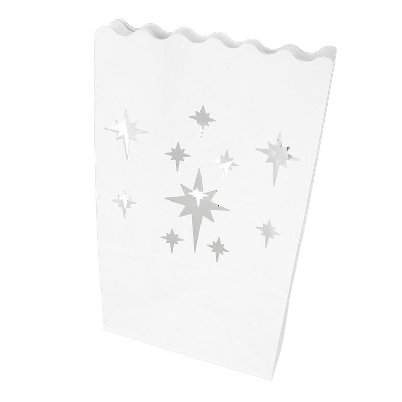 20 PCS White Luminary Bags Candle Bags Flame Resistant Stars Design Luminaries for Wedding Party Thanksgiving - Image 2