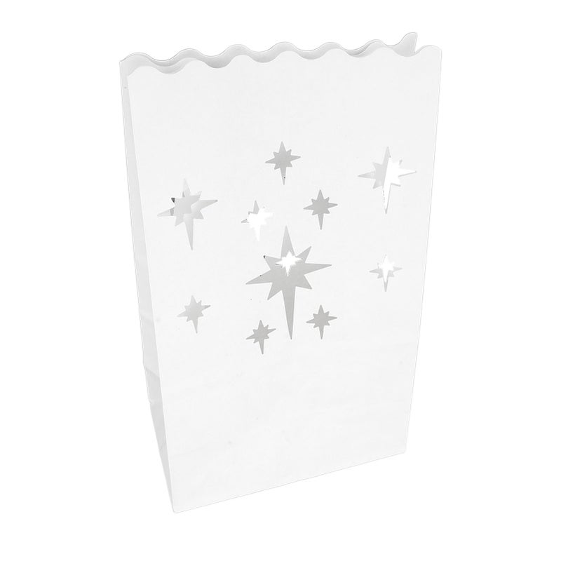20 PCS White Luminary Bags Candle Bags Flame Resistant Stars Design Luminaries for Wedding Party Thanksgiving - Image 5