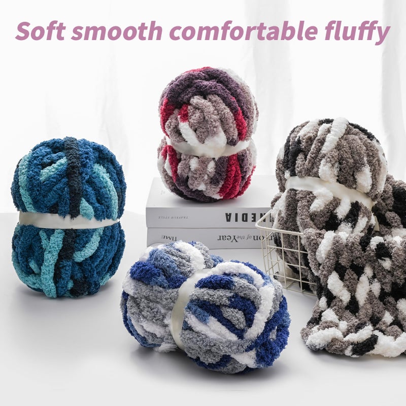 Waikxin 10 Pack Jumbo Chunky Yarn for Hand Knitting, Fluffy Chunky Chenille Yarn for Crocheting, Variegated Chunky Knit Baby Blanket Yarn, 240 yds /70.5 oz Super Bulky Yarnï¼ˆApricpot Greenï¼‰ - Image 5