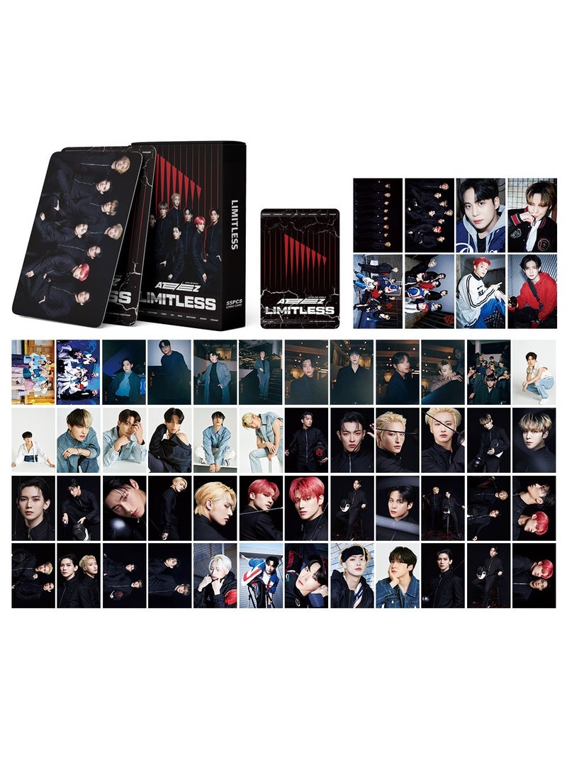 xozgdovg Integrated small card KPOP Korean Wave photo card 55 boxed DIY collection IVE should aid ATEEZ black 