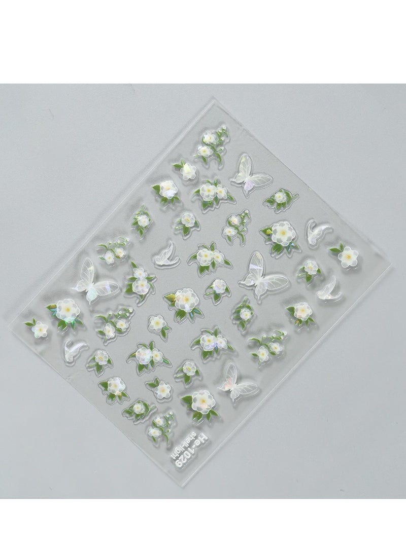 ملصقات أظافر فراشة خماسية الأبعاد مكونة من 4 أوراق نقش فراشة ذاتية اللصق مستلزمات فن الأظافر DIY إكسسوارات فنية للأظافر للنساء والفتيات - Image 3