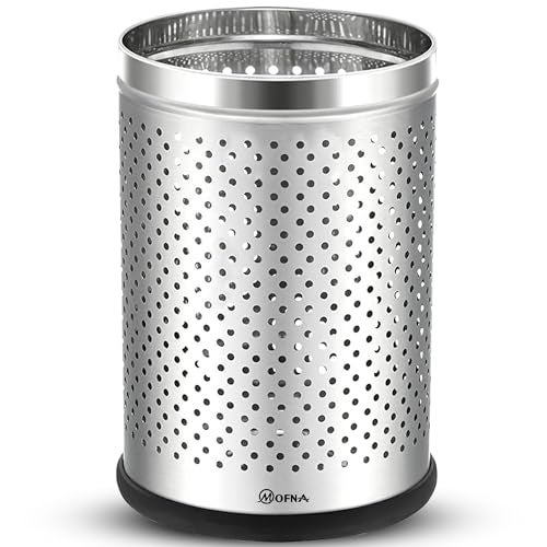 mofna Stainless Steel Perforated Dustbin for Home, Trash Can with Anti-skid Base, Garbage Bin for Bathroom, Office, Bedroom, Kitchen & Toilet or Commercial Use- (7x10 In -6 Liter, Silver), Pack of 1 - Image 1