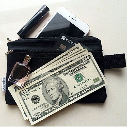 Augbunny 100% Cotton 16oz Canvas Zipper Makeup Pouch, Coin Purse, Cellphone Purse, Pen/Pencil Case 5-pack - Image 3