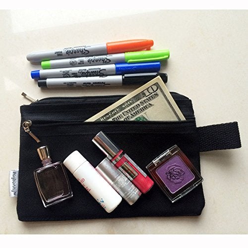 Augbunny 100% Cotton 16oz Canvas Zipper Makeup Pouch, Coin Purse, Cellphone Purse, Pen/Pencil Case 5-pack - Image 4