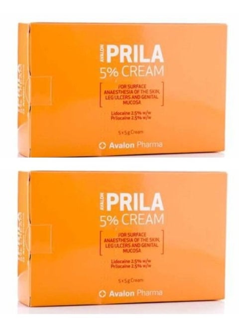 Pack Of 2- Prila 5% Local Anesthetic Cream 5X5 Gm 1 Kit