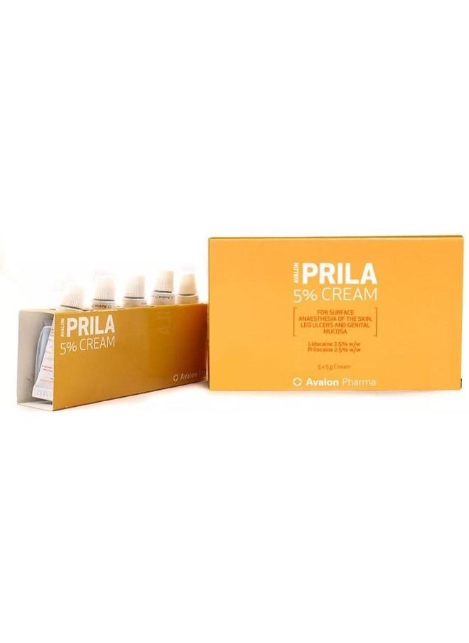 Pack Of 2- Prila 5% Local Anesthetic Cream 5X5 Gm 1 Kit