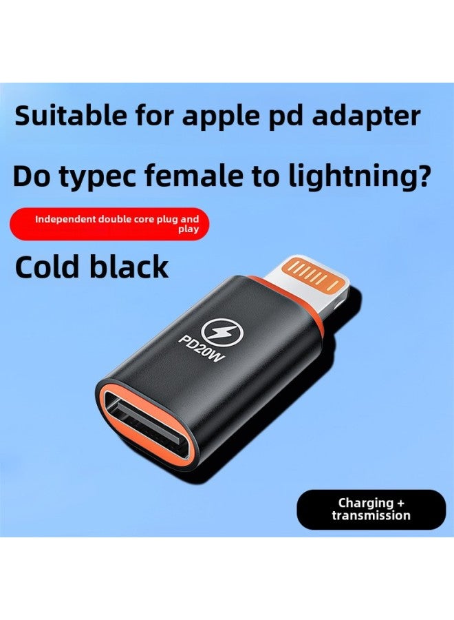 Applicable To Apple Charging Adapter Typec To Lightning Female PD120W Converter 13 Accessories Tpc-Color:Ice Black  20w Charging + Transmission  - Image 1