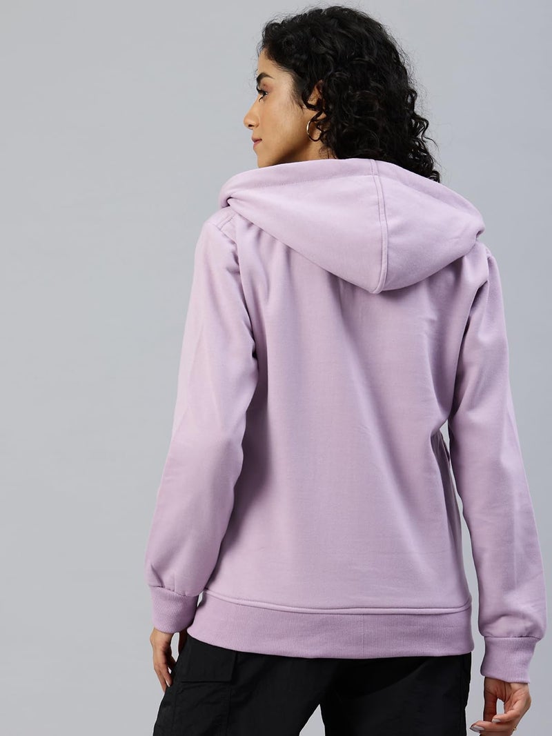 ADBUCKS Women's Stylish Regular Fit Sweatshirts for Winter, Fleece Hoodie, Zipper Jacket, Sweater (Lilac, 5XL) - Image 3