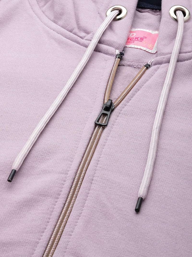 ADBUCKS Women's Stylish Regular Fit Sweatshirts for Winter, Fleece Hoodie, Zipper Jacket, Sweater (Lilac, 5XL) - Image 5